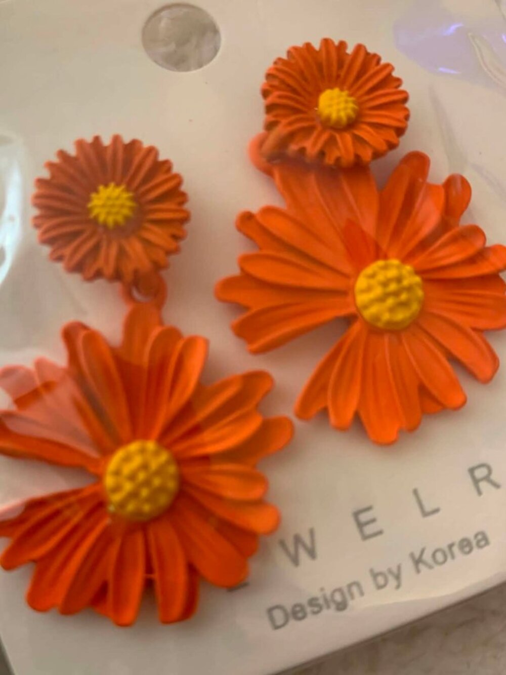 Orange Sunflower Drop Dangling Fashion Earrings